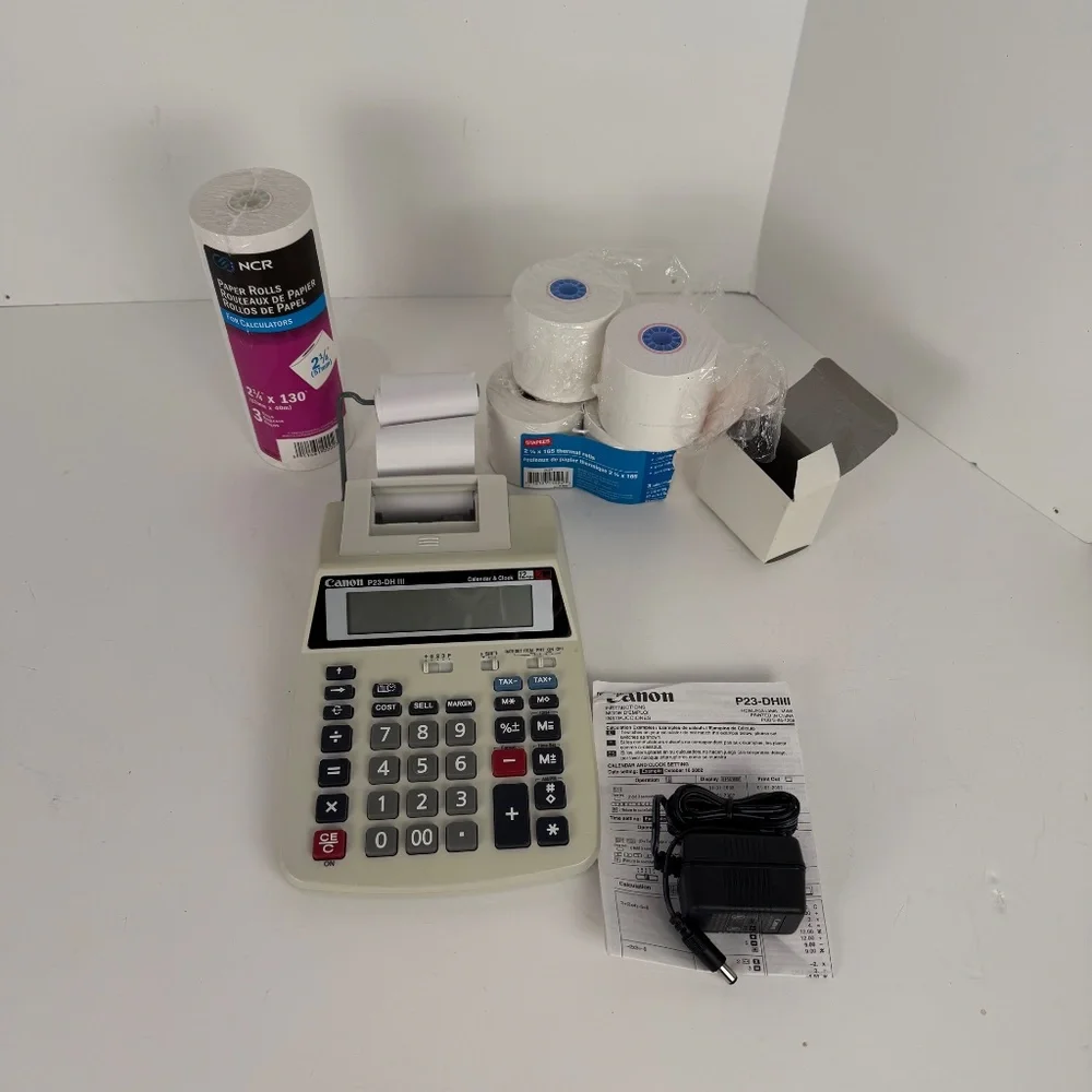 Canon P23-DHIII Printing Calculator/adding Machine and Refill paper